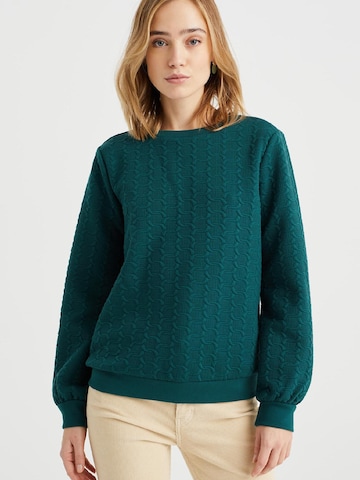 WE Fashion Sweatshirt in Groen: voorkant