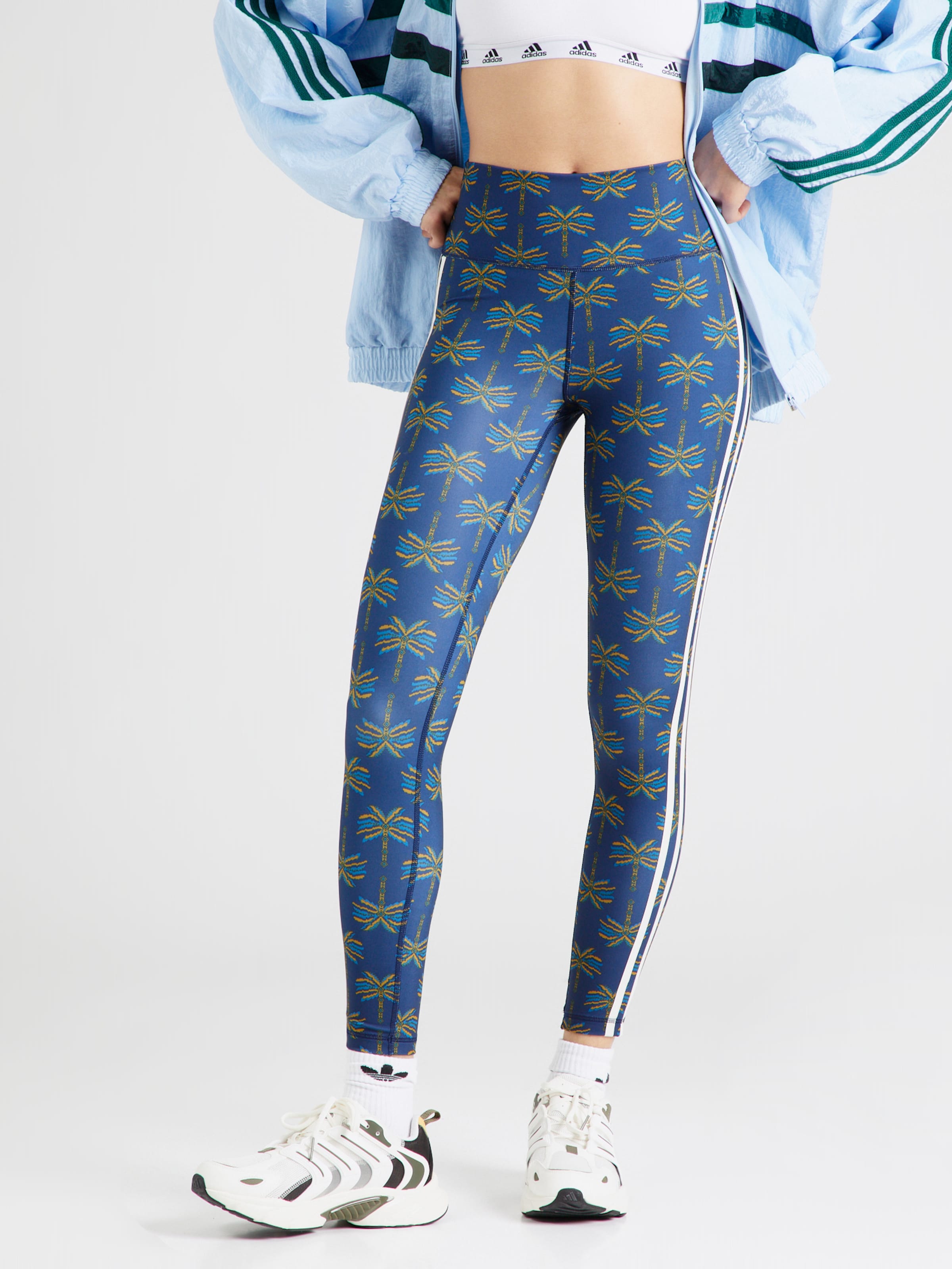 ADIDAS PERFORMANCE Skinny Workout Pants Adidas x Farm Rio in Blue ABOUT YOU