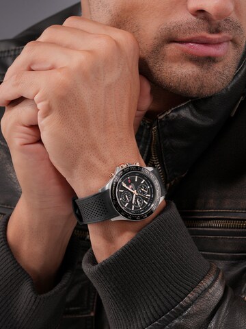 SWISS MILITARY HANOWA Analoog horloge 'Watchman' in Zwart: voorkant