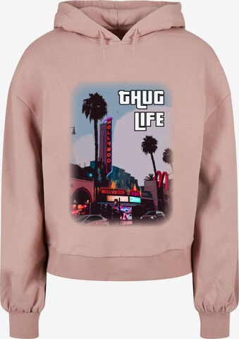 Merchcode Sweatshirt 'Grand Thug Life' in Pink: front