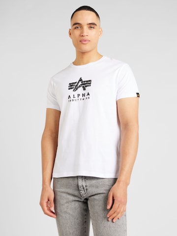 ALPHA INDUSTRIES Тениска 'Grunge' в бяло: отпред