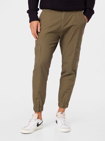 ESPRIT Tapered Cargobroek in Groen: voorkant