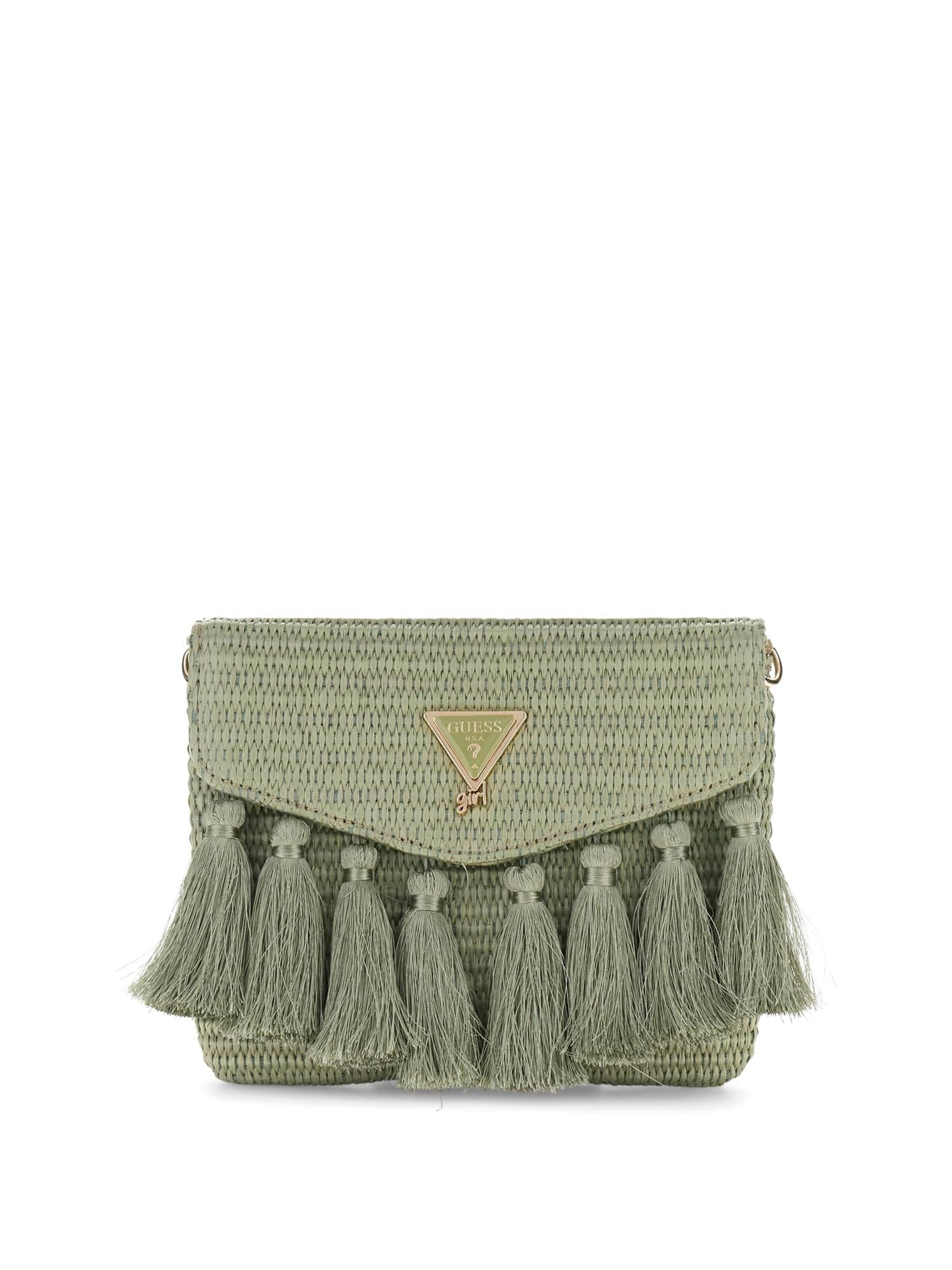 GUESS Shoulder Bag 'Raffia' in Green: front