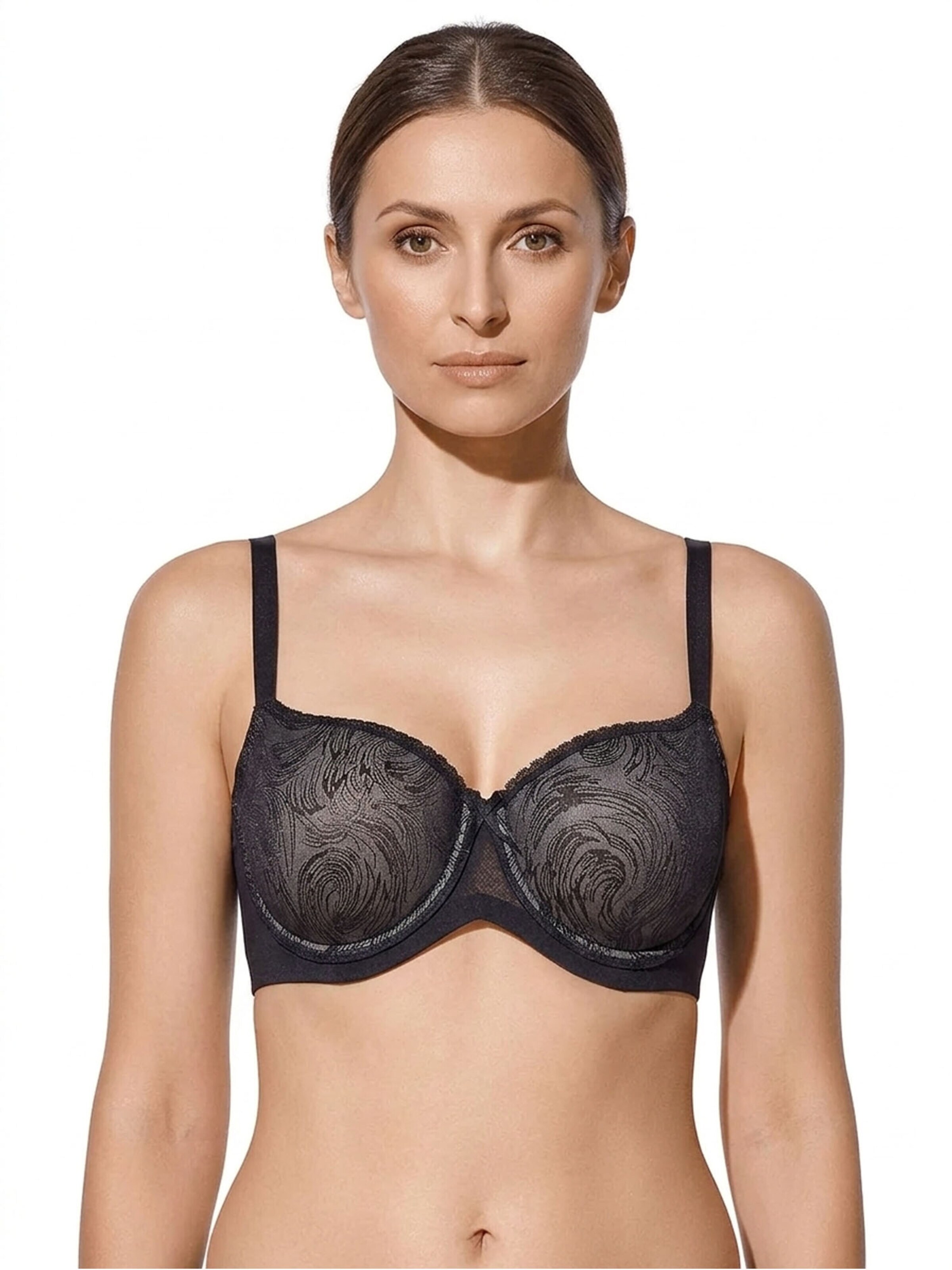 Selene T-Shirt BH 'Violeta'‌‌‌‌‌‌‌‌‌‌ in Schwarz: Vorderseite