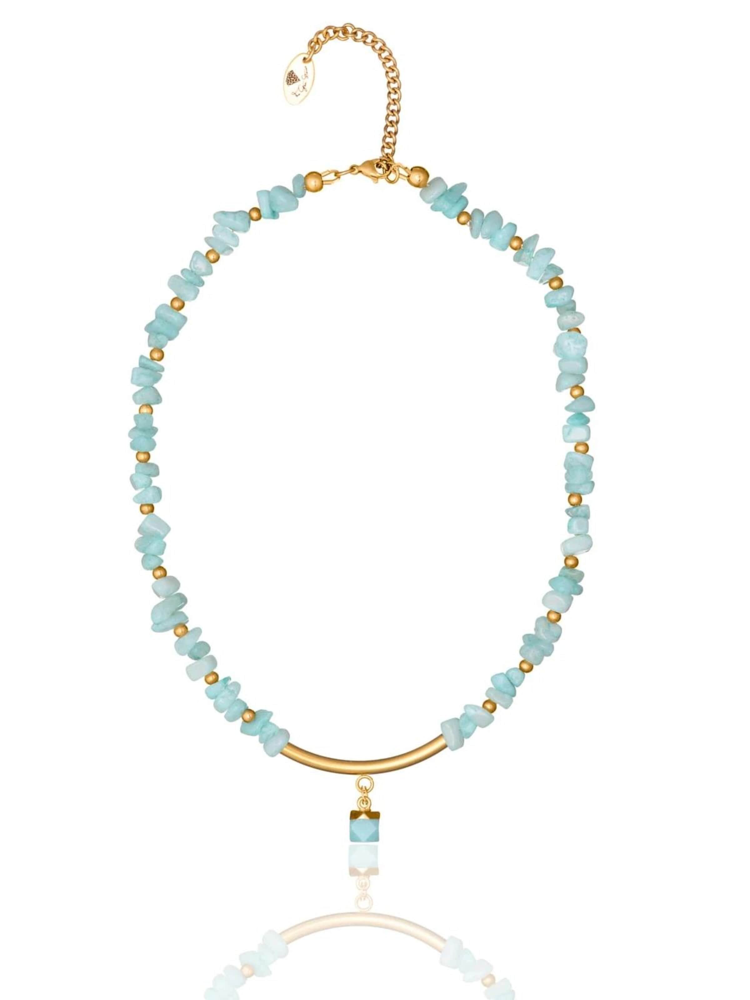 THE GEM STORIES JEWELRY Αλυσίδα 'Aqua Jade Cascade Necklace' σε μπλε