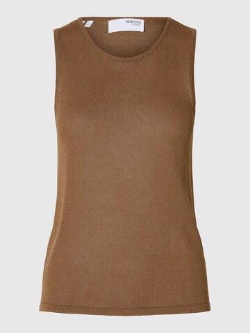 SELECTED FEMME Knitted Top in Brown: front