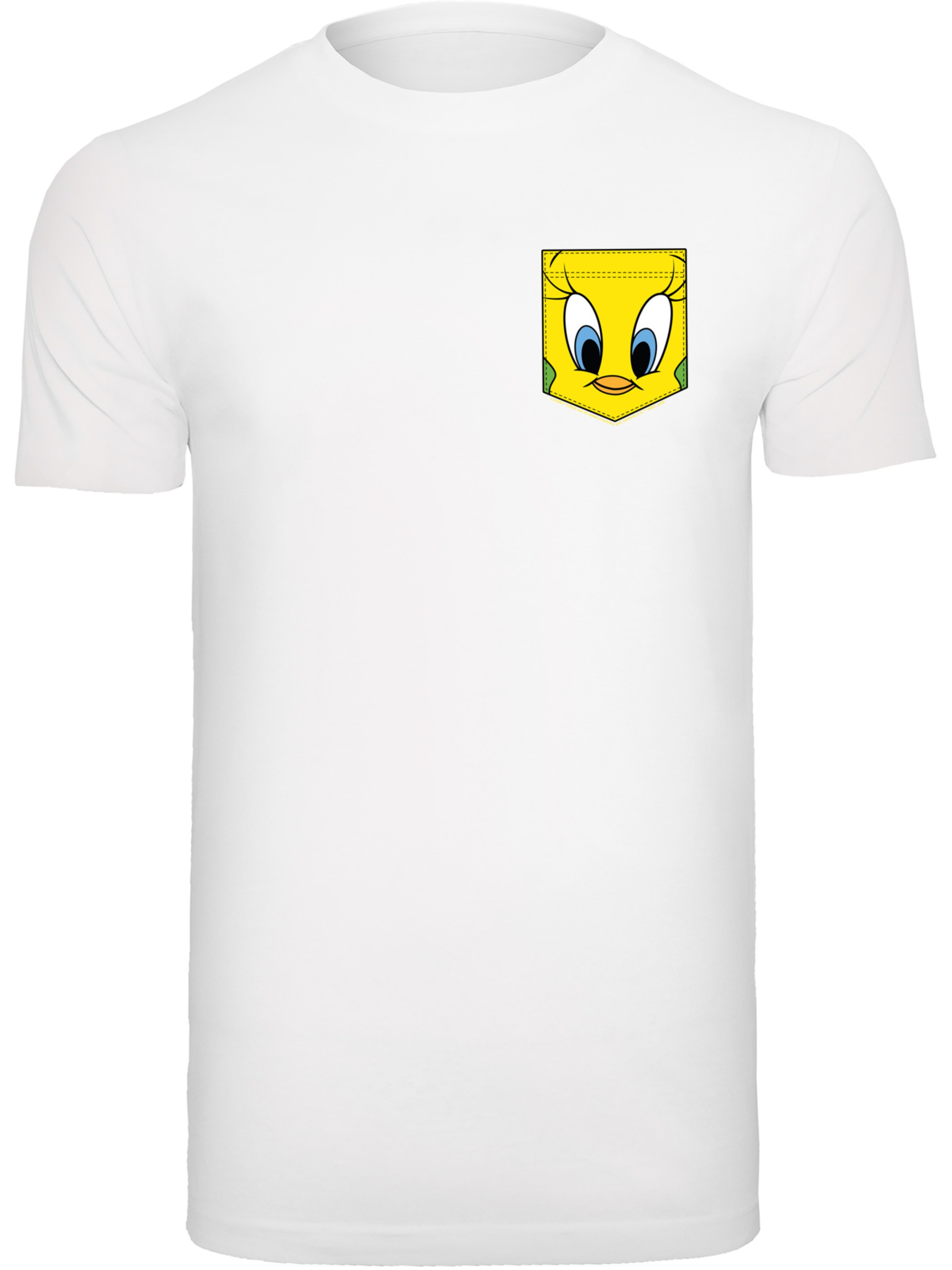 F4NT4STIC Shirt 'Looney Tunes Tweety Pie Face' in Wit: voorkant