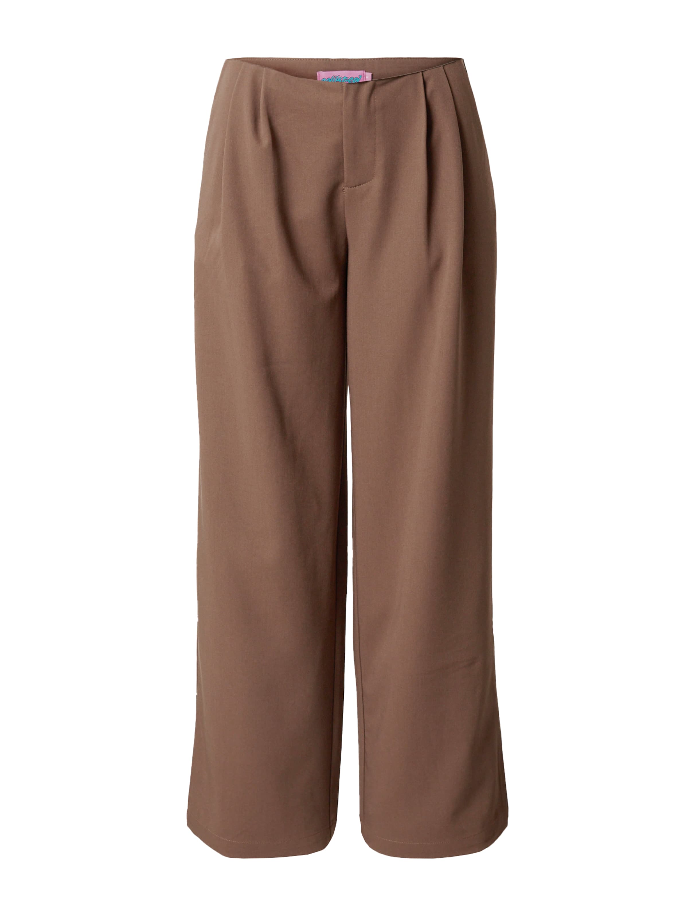 Wide Leg Pantalon à pince 'Leo' Edikted en marron : devant