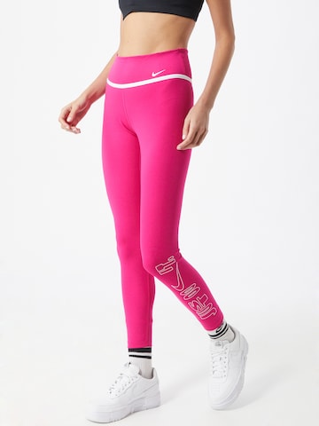 Skinny Pantalon de sport NIKE en rose : devant