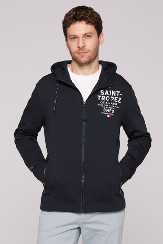 CMPD Kapuzensweatjacke aus Interlock mit Stickerei in Blau: Vorderseite