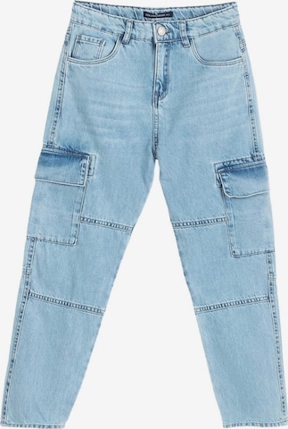 Solang Regular Hose Denim-Cargo-Jeans mit Cargotaschen in Blau: Vorderseite