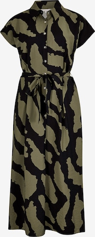 Apricot Zebra Print Shirt Midi Dress ' ' in Grün: Vorderseite