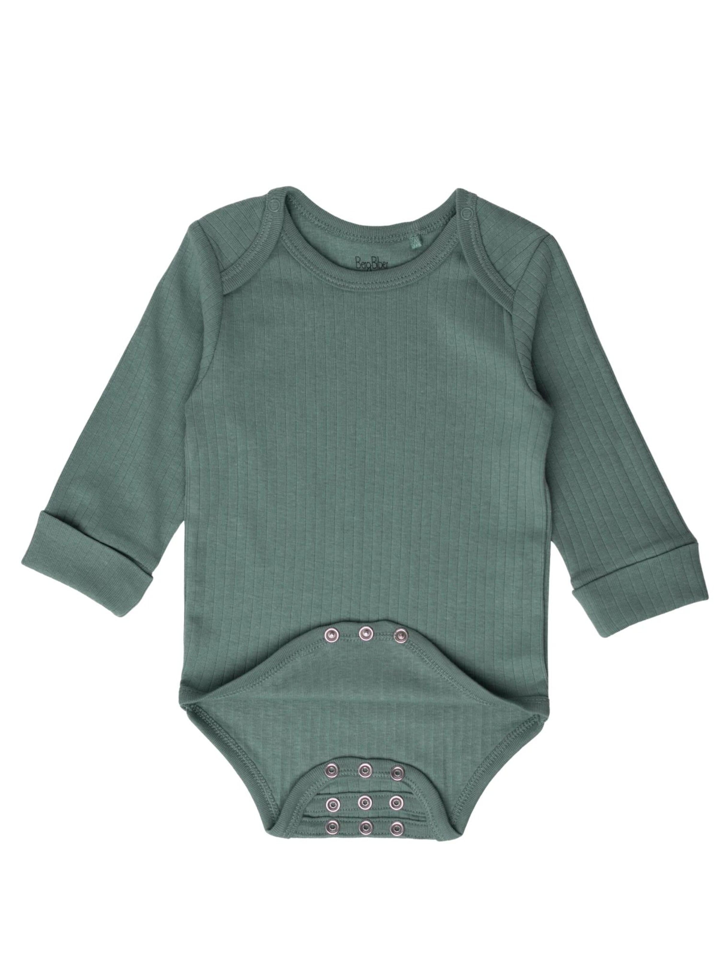 BergBiber Romper/Bodysuit 'Langarm Body AVA (mitwachsend)' in Green: front