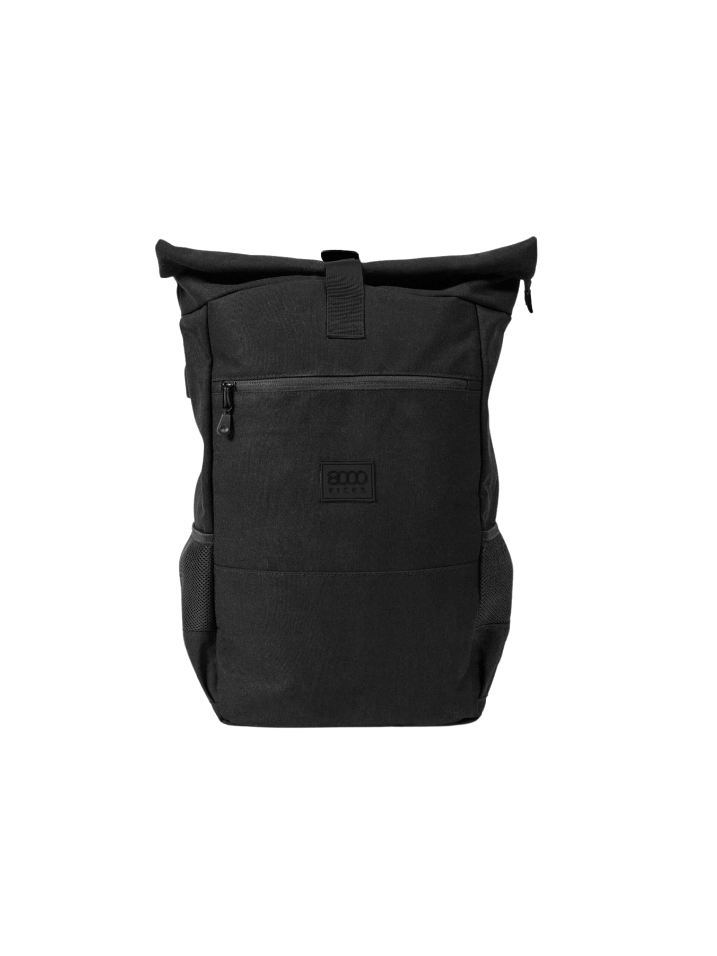 Sac à dos 'Everyday Hemp Rolltop Backpack in Full Black' 8000kicks en noir : devant