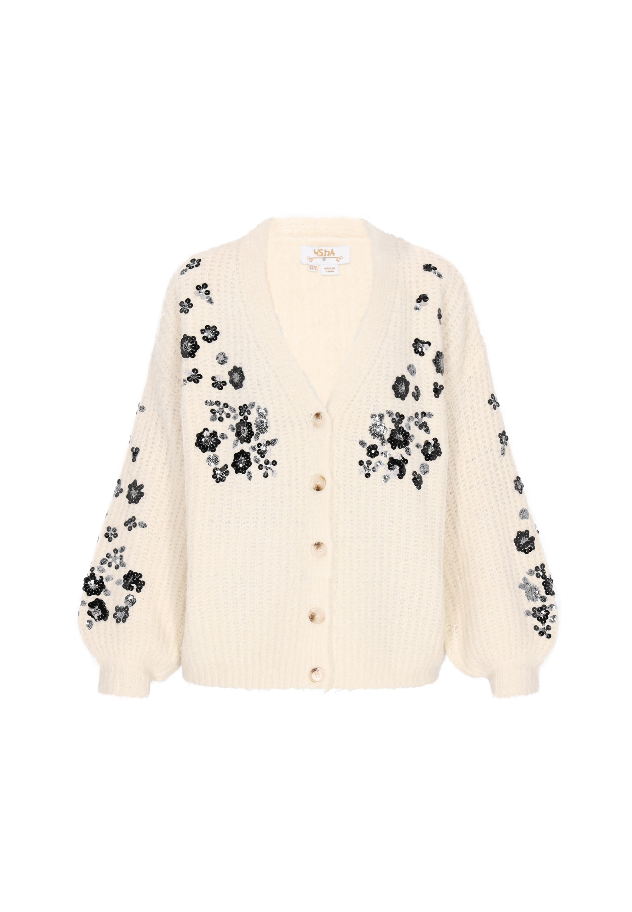 Geacă tricotată de la usha FESTIVAL pe alb: față