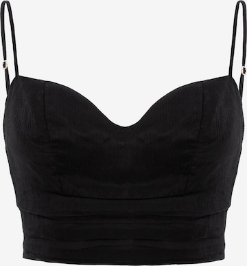 AVENUE N°29 Blus 'Silk Corset Top With Straps' i svart: framsida