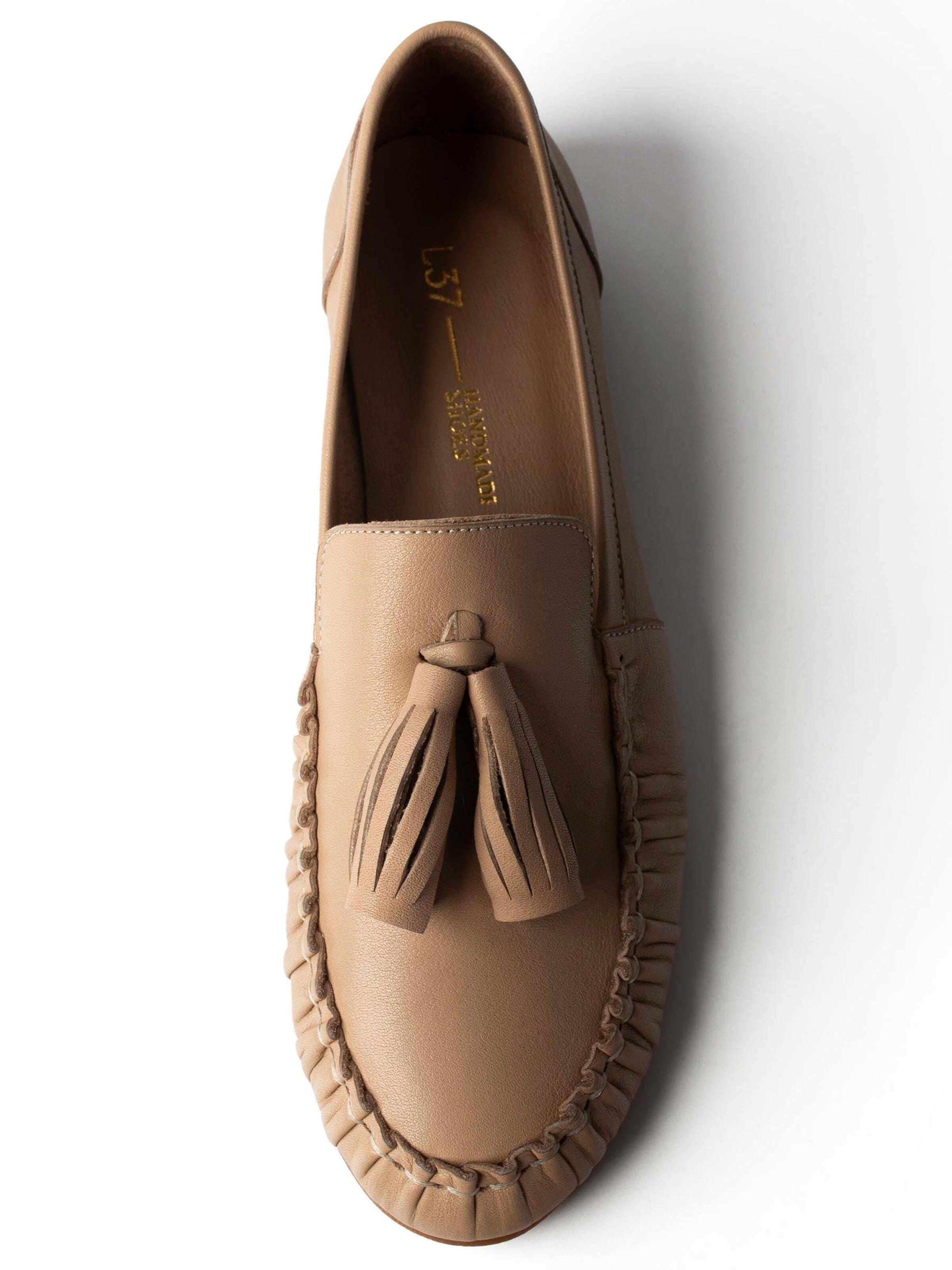 L37 HANDMADE SHOES Moccasin 'WILDFLOWERS IN HER HAIR' in Beige