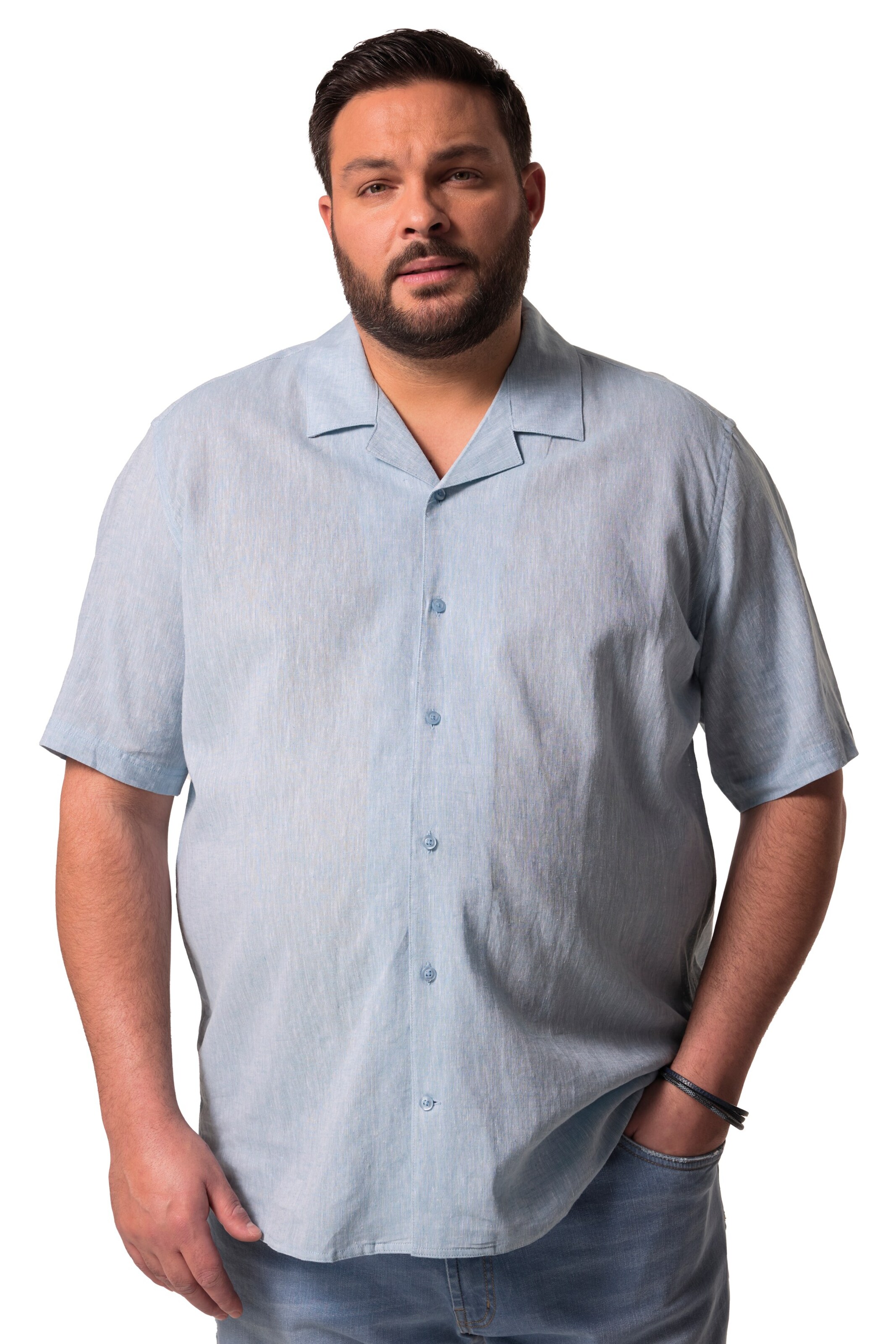 Men Plus Regular fit Overhemd in Blauw: voorkant