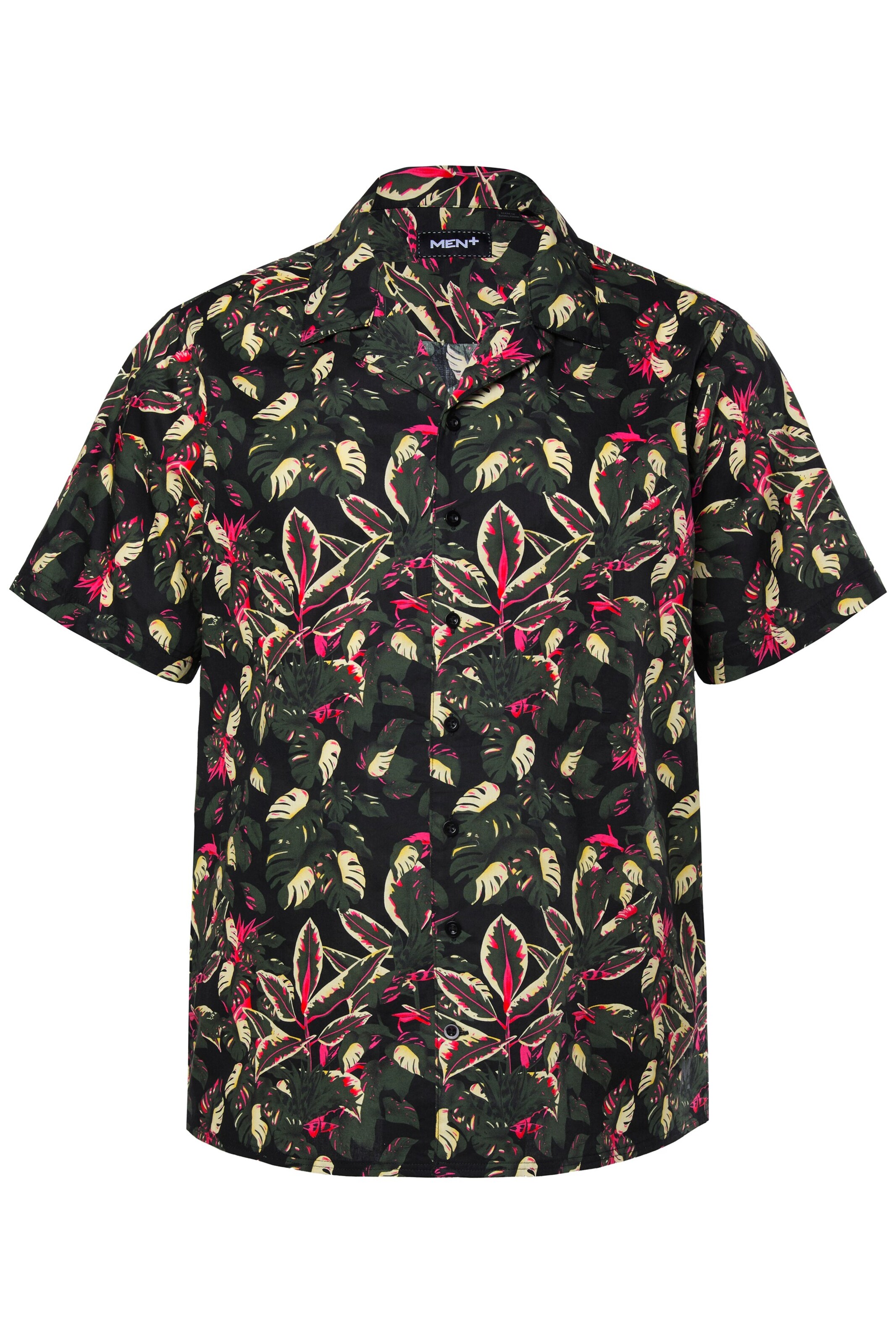 Men Plus Comfort fit Overhemd in Zwart: voorkant