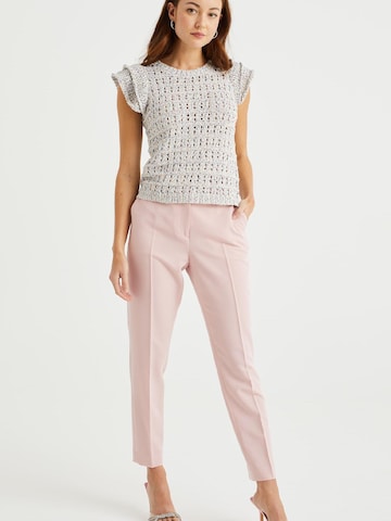 Coupe slim Pantalon à plis WE Fashion en rose