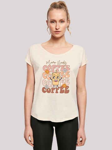 F4NT4STIC Shirt 'Mothers Day Coffee Lover Mom Caffeine Addiction Coffee Cup' in Beige: voorkant