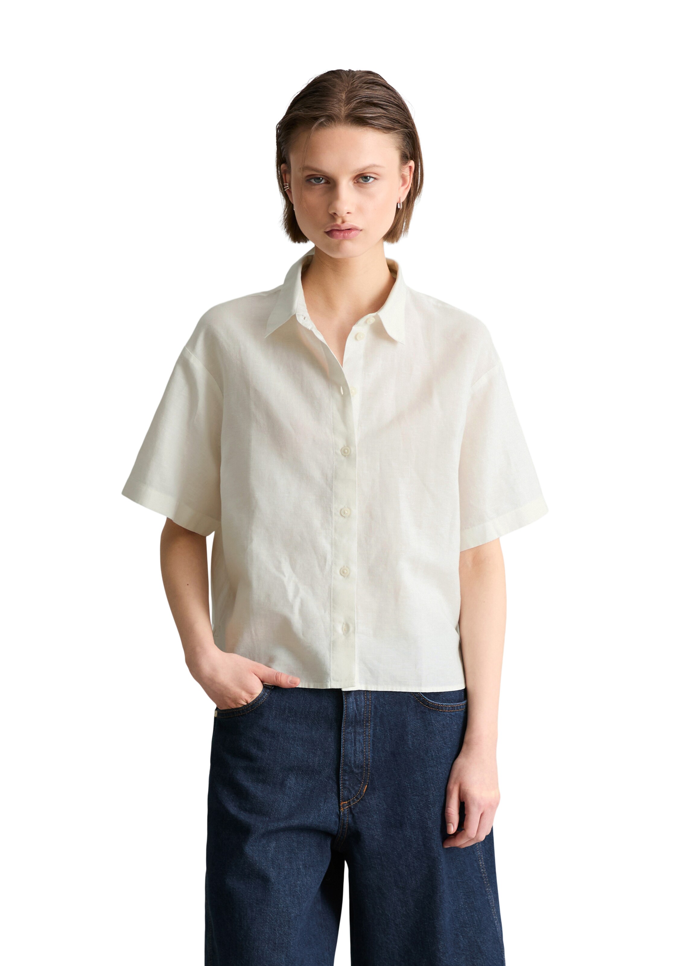 Marc O'Polo DENIM Blouse in Wit: voorkant