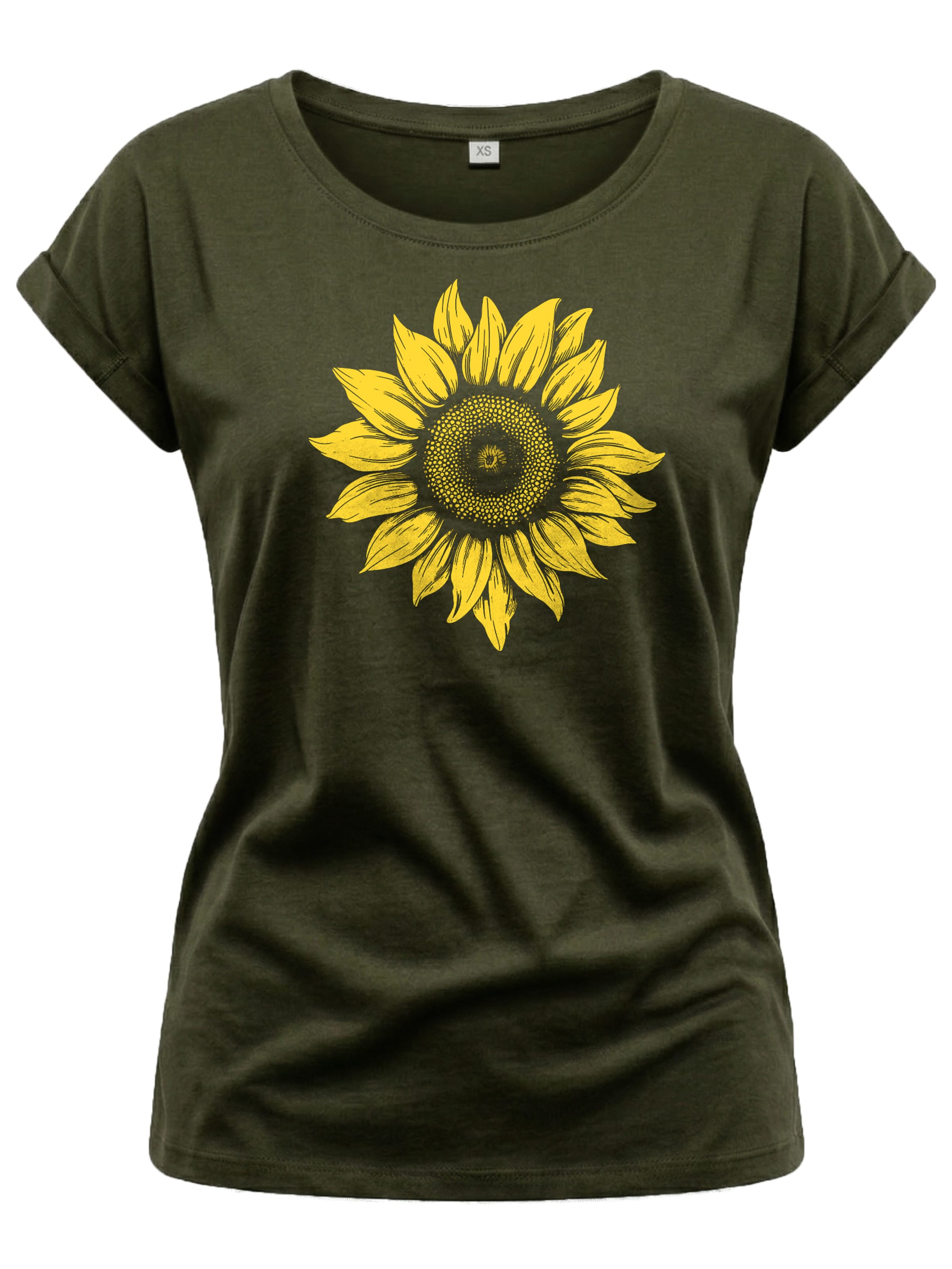 MAKAYA Shirt 'Sonnenblume' in Green: front