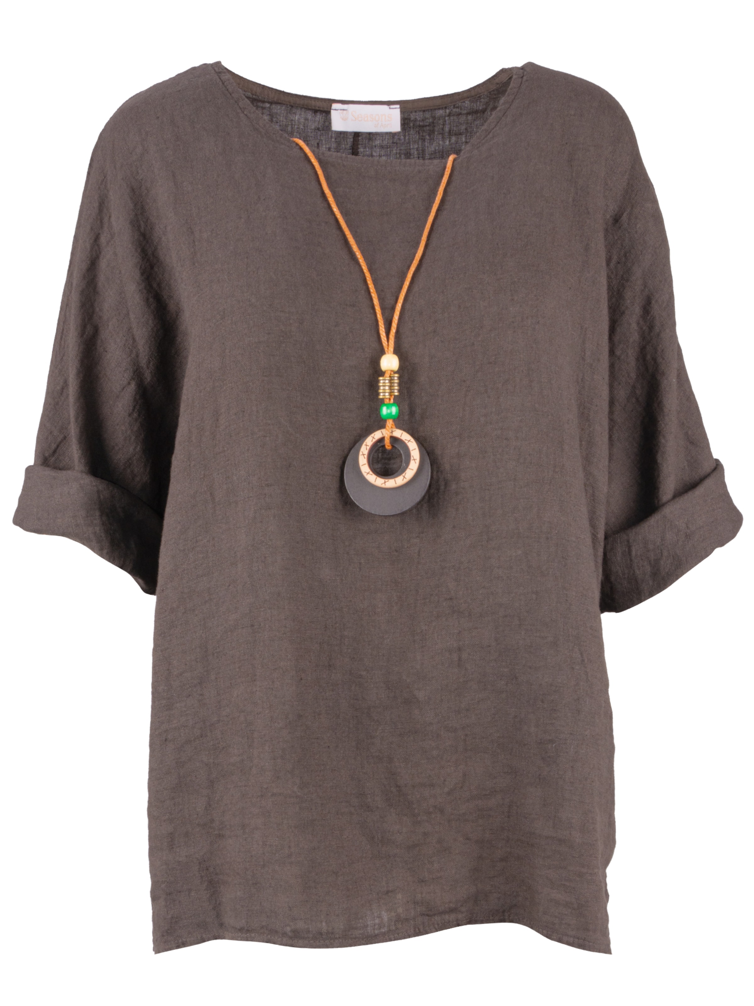 Seasons of April Blouse 'Lina' in Bruin: voorkant