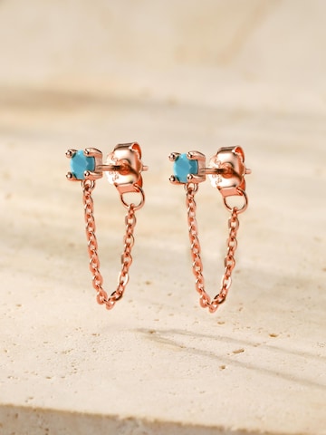 Boucles d'oreilles 'Aquamarine Chain Loop Stud' Hey Happiness en or