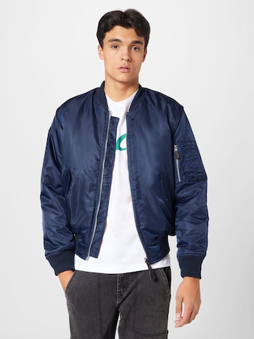 Brandit Between-season jacket in Blue: front