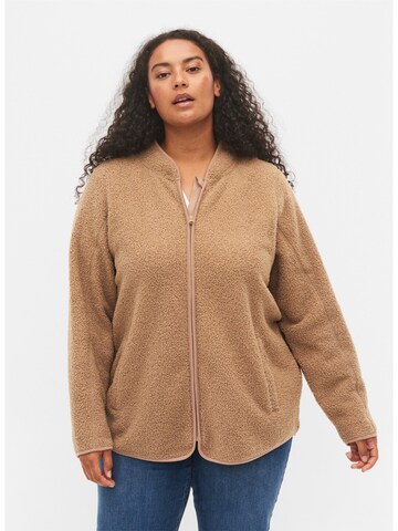 Zizzi Between-Season Jacket 'Edebra' in Brown: front