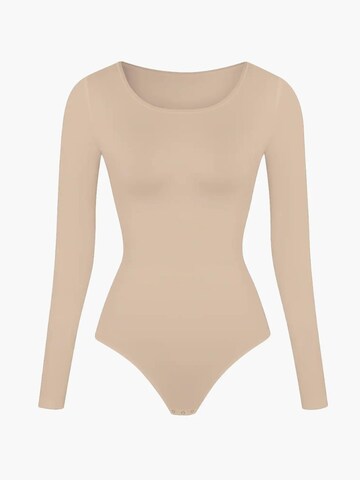creamy Shaping Bodysuit 'Longsleeve Bodysuit Sculpting Shapewear' in Beige: front