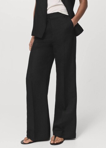 MANGO Wide leg Pleated Pants 'Blanca-W' in Black: front