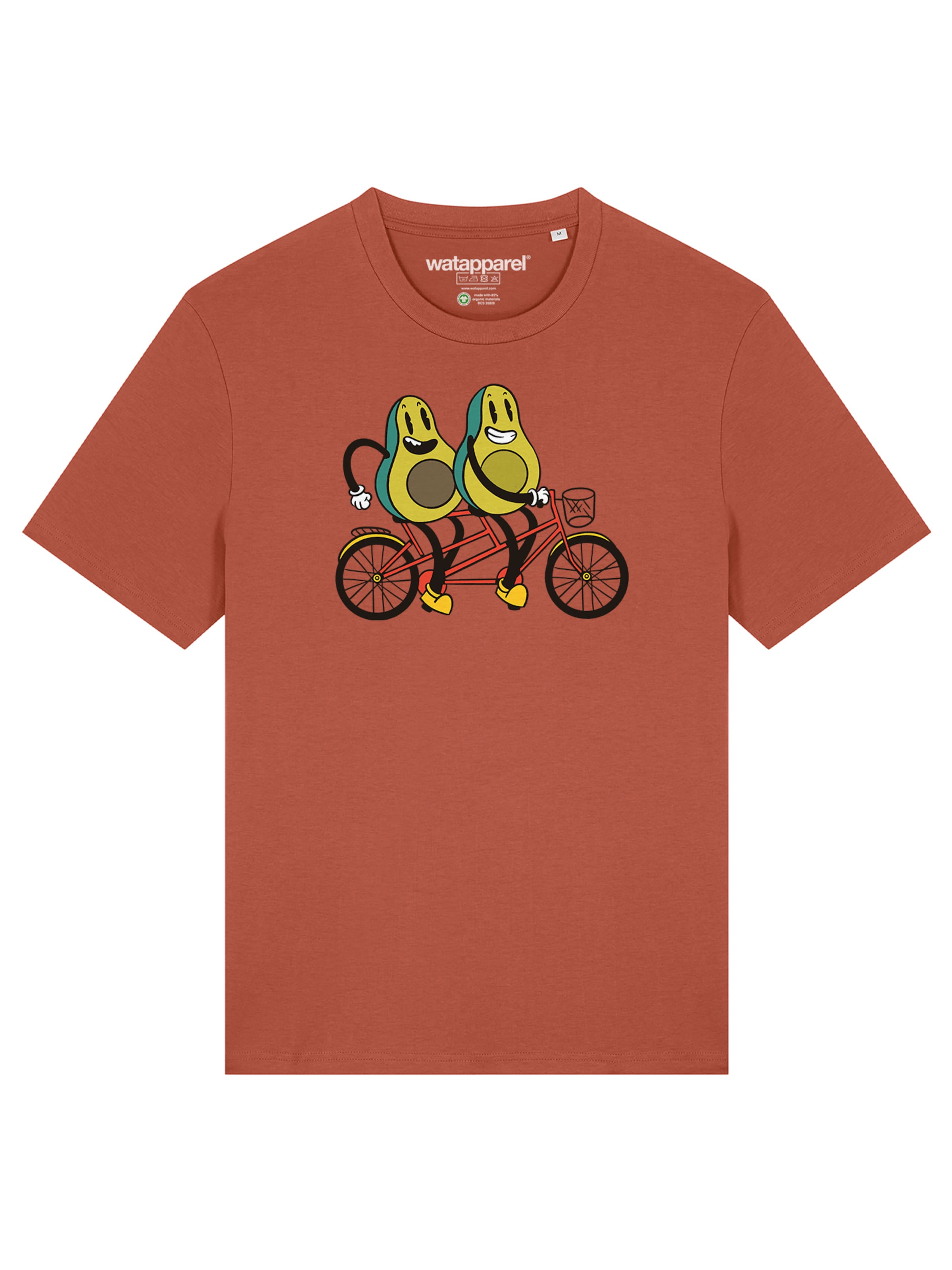 Watapparel T-Shirt 'Avocado Fahrrad' in Braun: Vorderseite