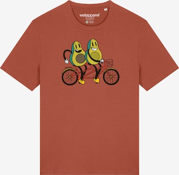 Watapparel T-Shirt 'Avocado Fahrrad' in Braun: Vorderseite