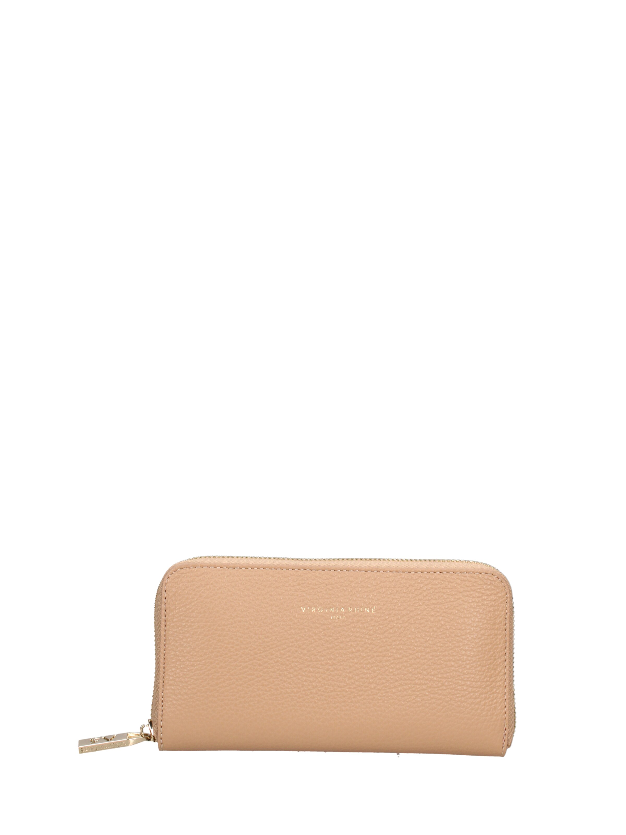 Portamonete 'Portafoglio donna pelle dollaro con zip 20x10 cm' di Virginia Rhinè in beige: frontale