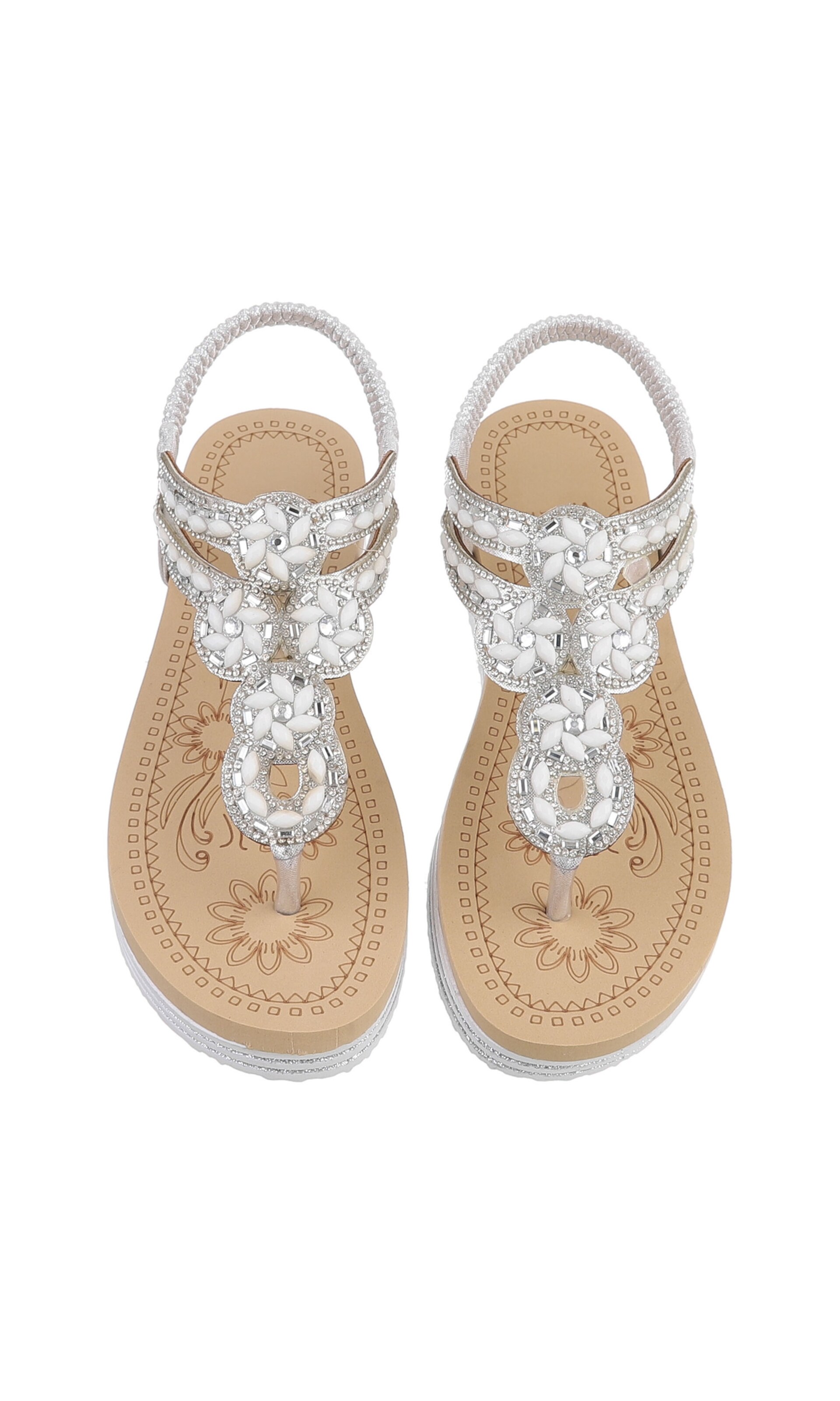 Ital-Design T-Bar Sandals in Silver