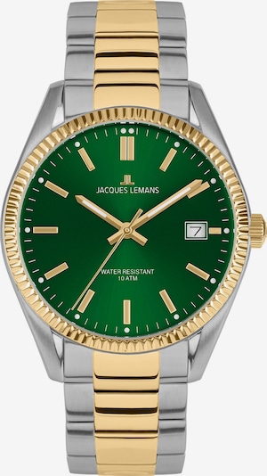 Jacques Lemans Uhr in gold / grün / silber, Produktansicht