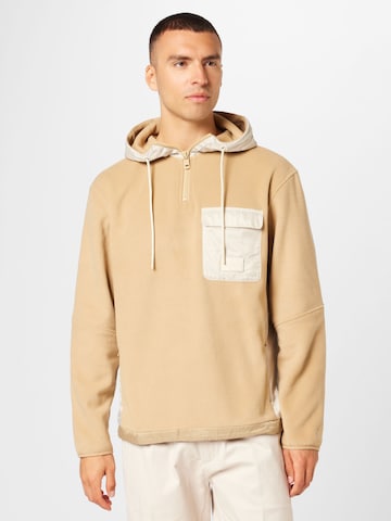 Sweat-shirt Calvin Klein Jeans en beige : devant