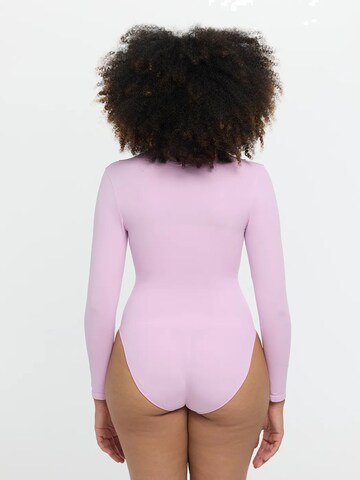 cfab - Body modelador 'Lace Bodysuit Sculpting Shapewear Longsleeve mit Slip' em roxo