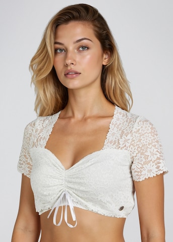 SPIETH & WENSKY Dirndlbluse 'Bahamas', florales Muster in Weiß: Vorderseite