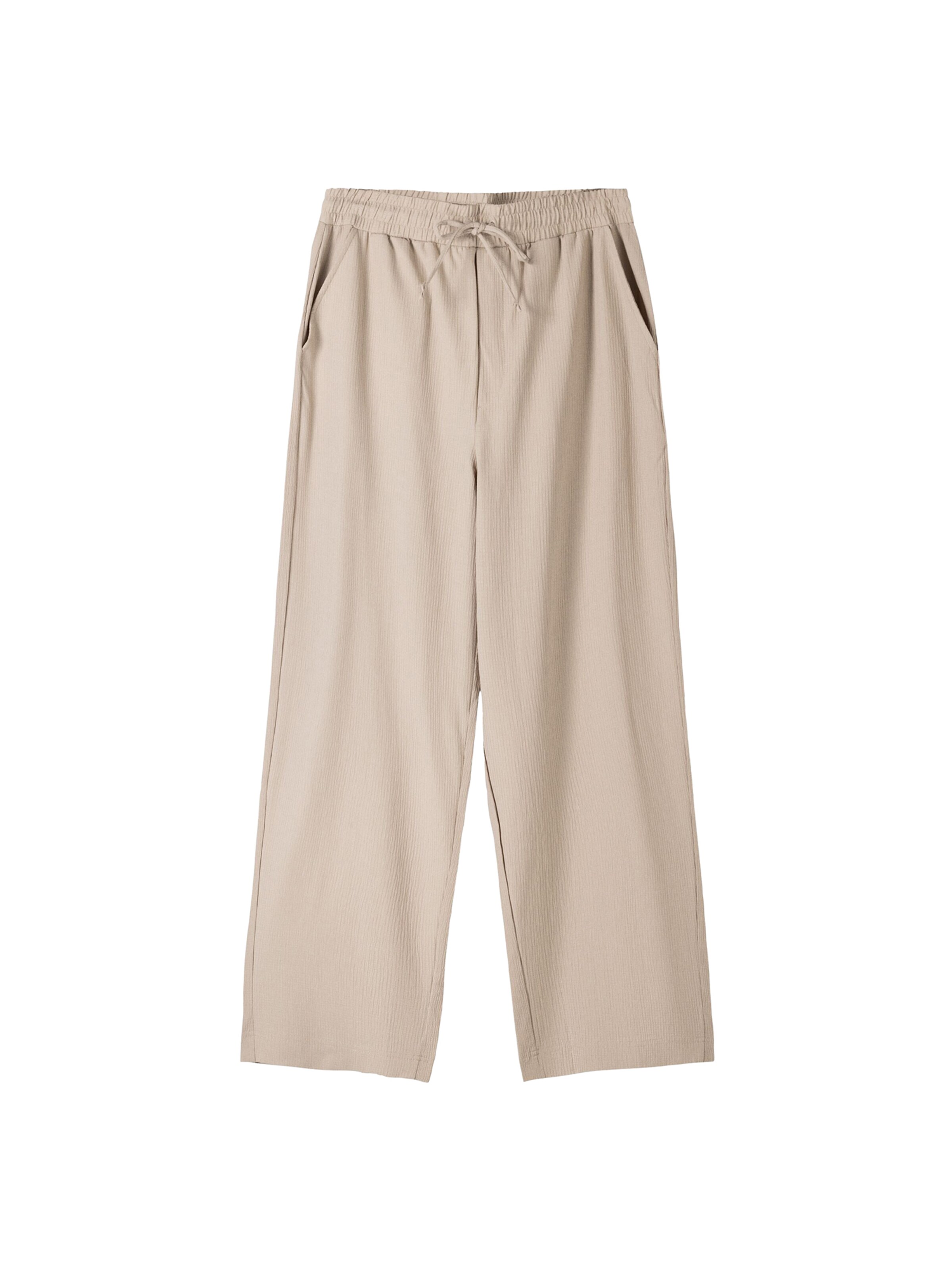 Bershka Loosefit Nadrág - bézs: elől