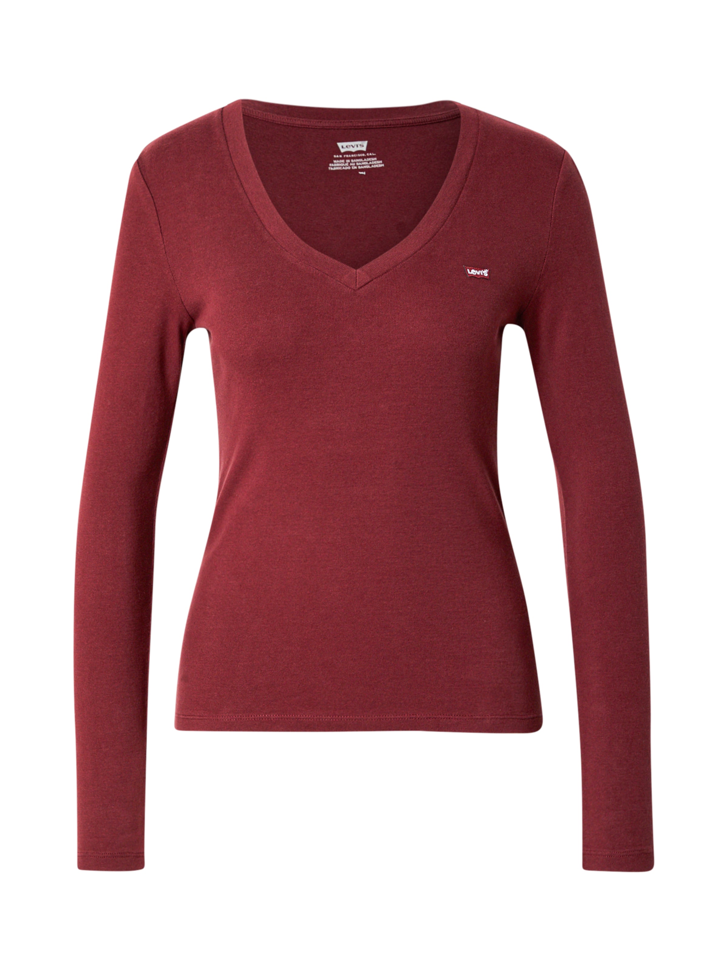LEVI'S ® Футболка 'Essential Housemark Long Sleeve V-Neck Tee' в Красный: спереди