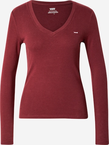 T-shirt 'Essential Housemark Long Sleeve V-Neck Tee' LEVI'S ® en rouge : devant