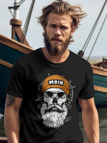 Neverless Shirt 'Skull Moin'‌‌‌‌‌‌‌‌‌‌ in Schwarz: Vorderseite