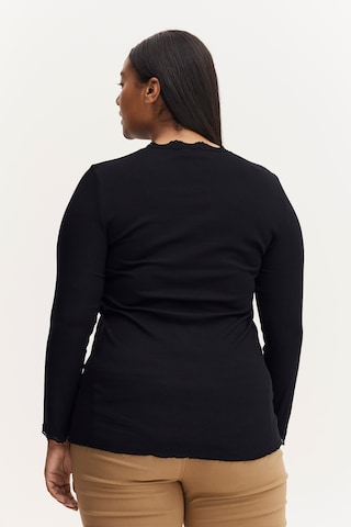 Fransa Curve Langarmshirt in Schwarz