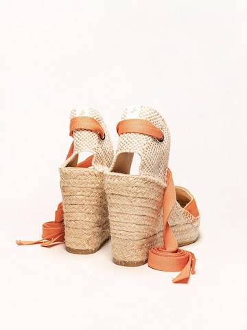 Alhamas Sandaal 'Alpargata Cuña 10 cm' in Oranje
