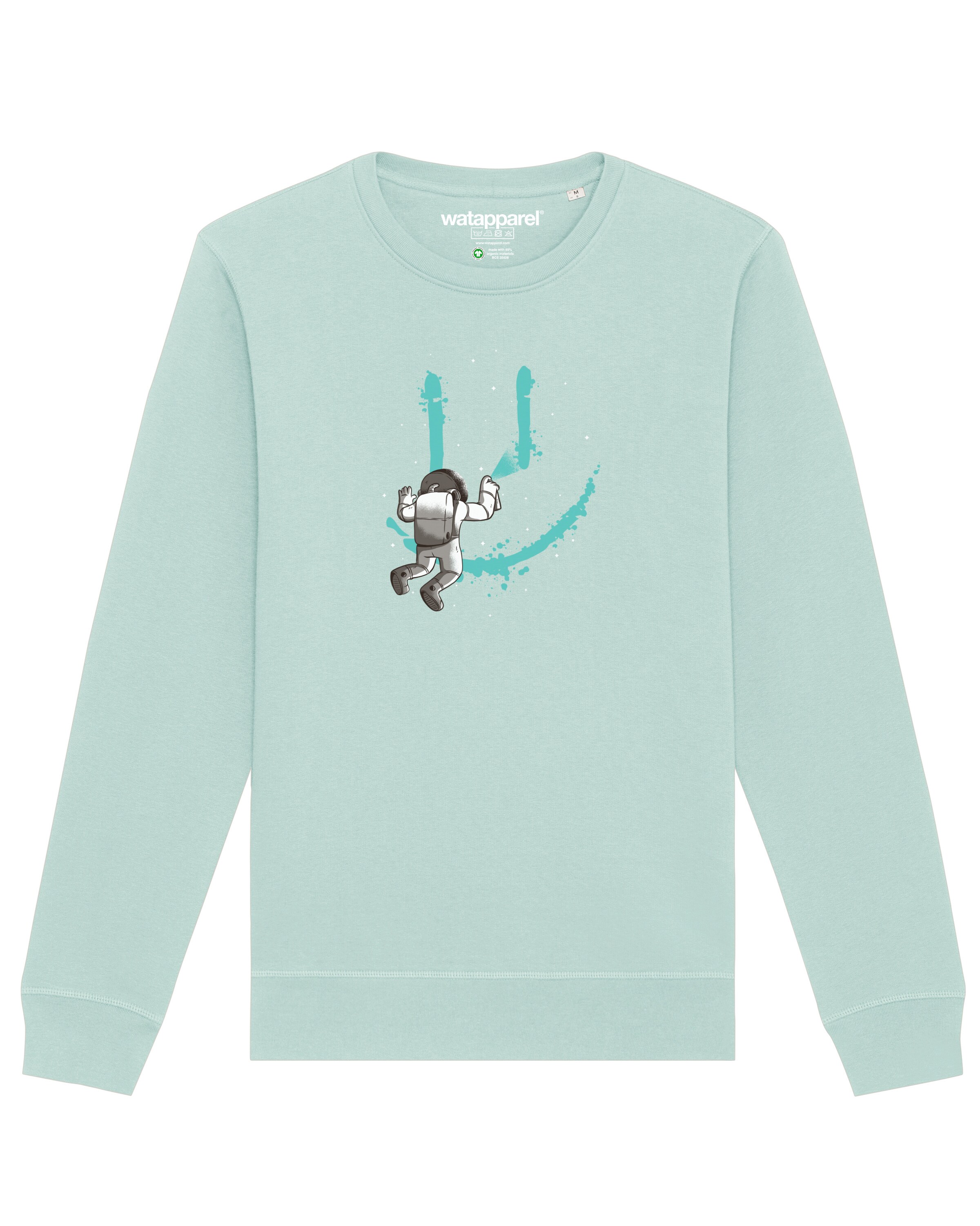 Watapparel Sweatshirt ' Graffiti Astronaut ' in Blau: Vorderseite