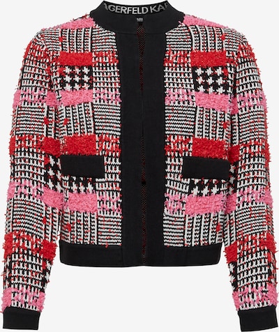 Karl Lagerfeld Adīta jaka, krāsa - fuksijkrāsas / sarkans / melns / balts, Preces skats