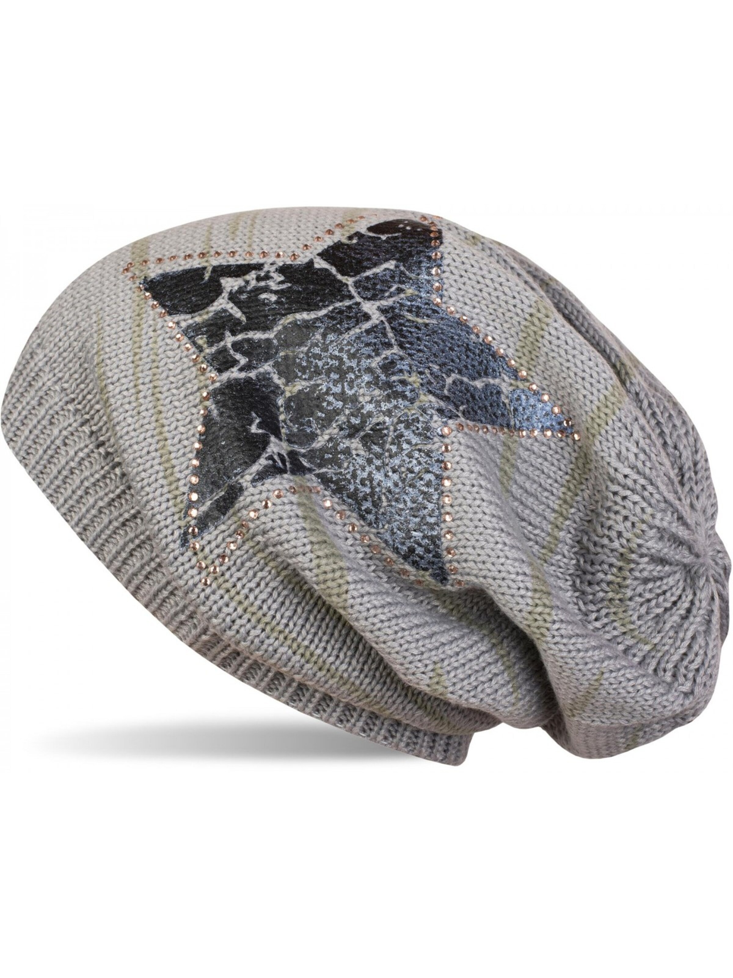 styleBREAKER Beanie 'Feinstrick Beanie Mütze mit Stern und Strass' in 56-61 in Grey, Item view
